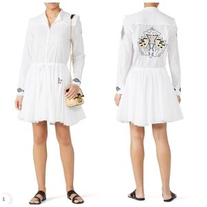 Zadig & Voltaire Ranil White Cotton Embroidered Dress XS Boho Chic Western Mini